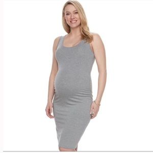A:Glow Ruched Sheath Gray Maternity Dress Size M